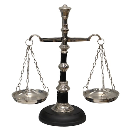 Vintiquewise Vintage Decorative Scale Tray Unique Centerpiece Stand Black and Silver QI004400